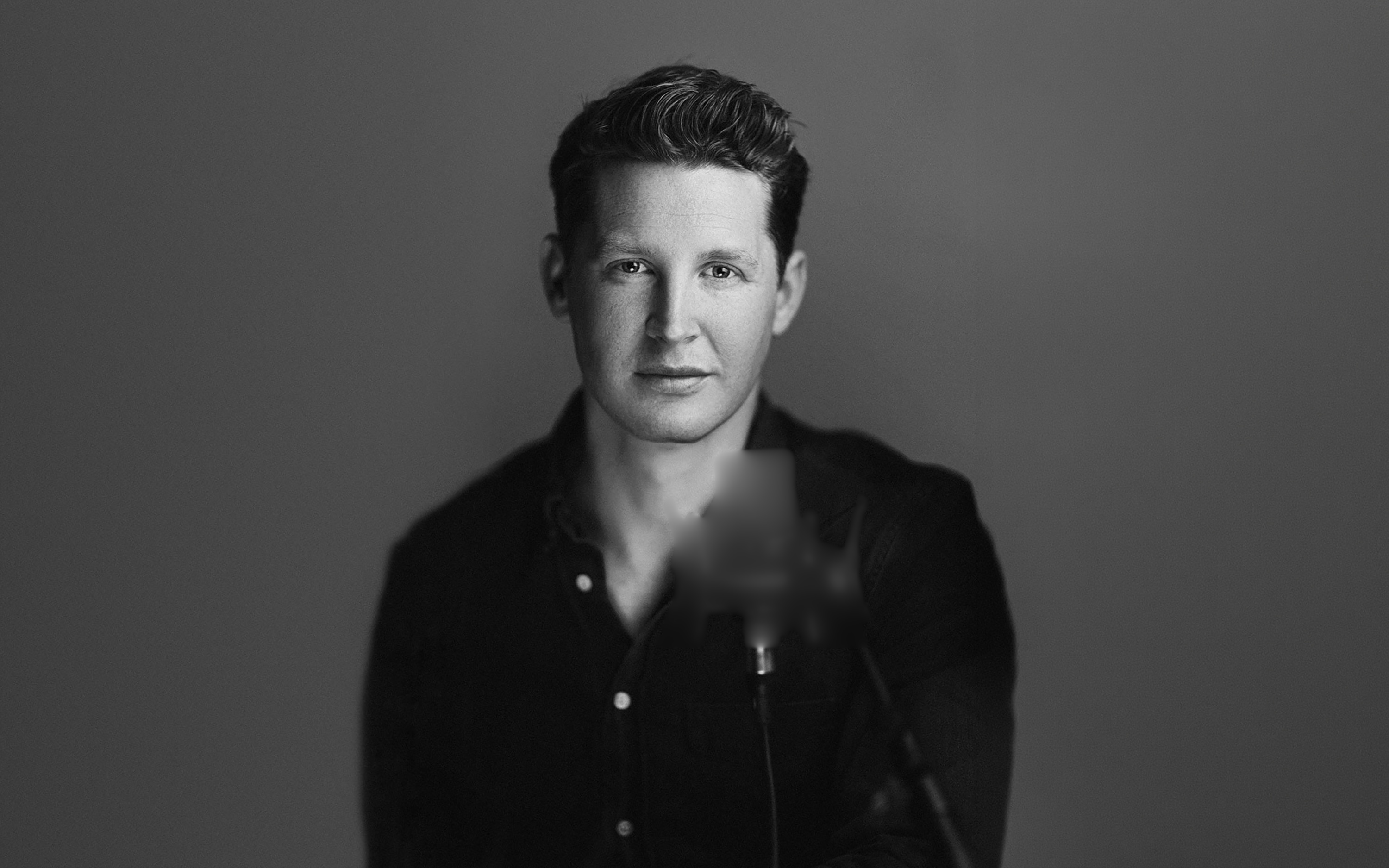 Benjamin Noble at a studio microphone